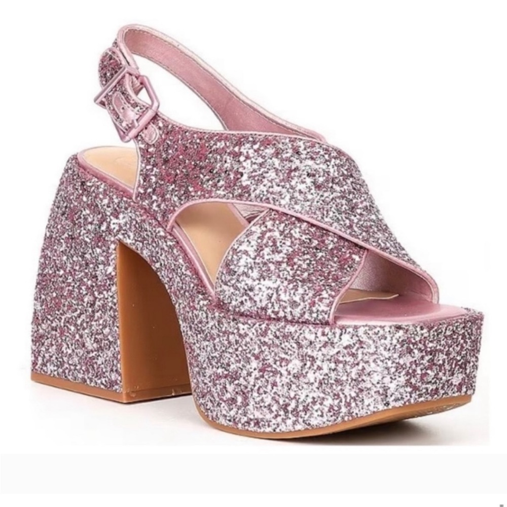 Pink sparkle platforms Gianni Bini - never worn, size 8
